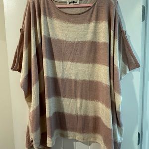 Striped poncho sleeve top